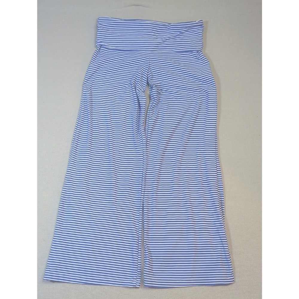 Sunday Retreat Blue White Striped Wide Leg Lounge Pants Fold Over Waist Size M